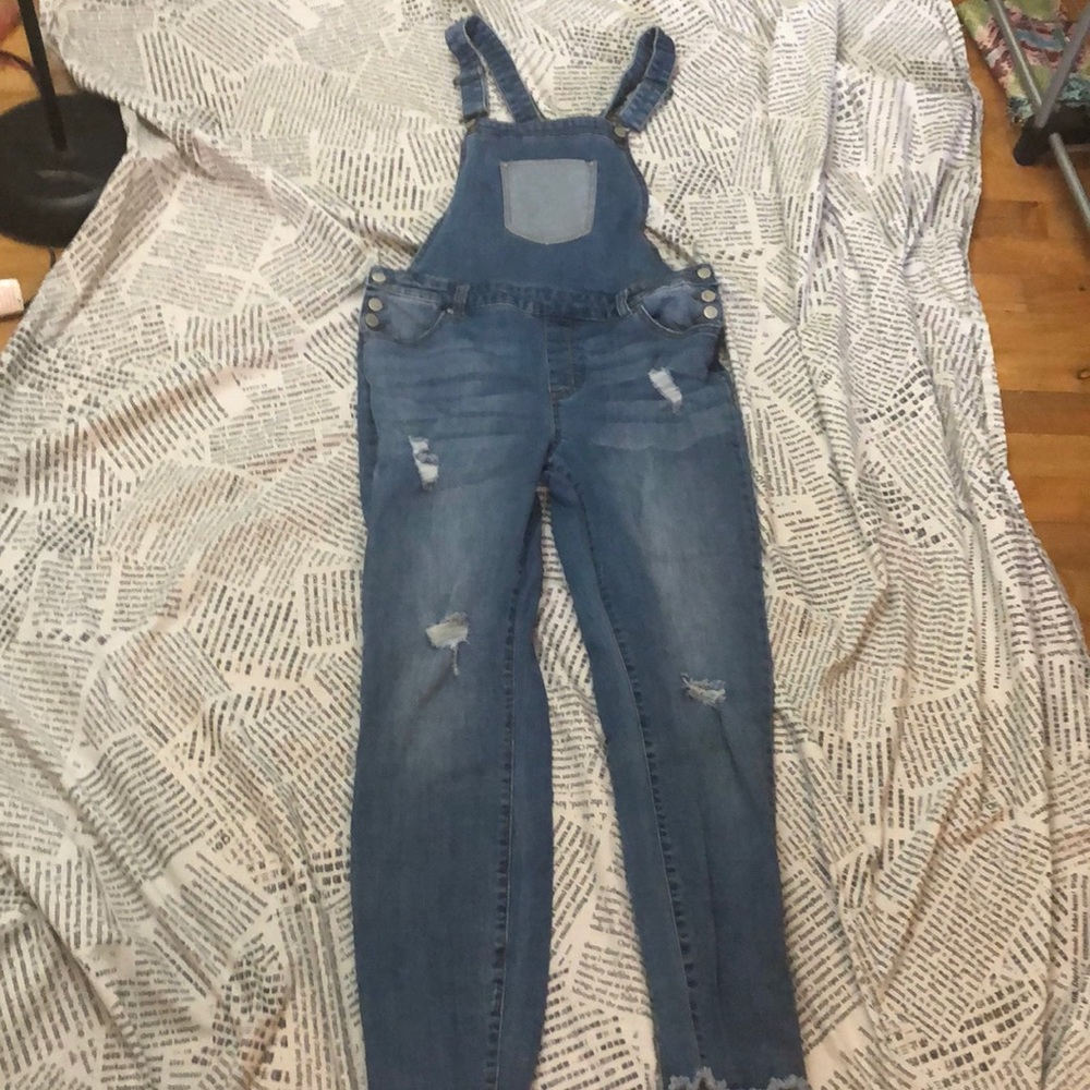 Celebrity Pink Destroyed Denim Overalls